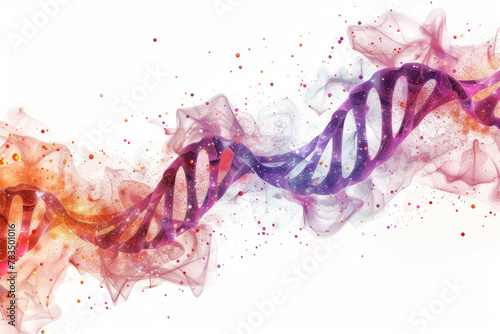 Graphic representation of DNA helix in a dynamic light pattern isolated on white background