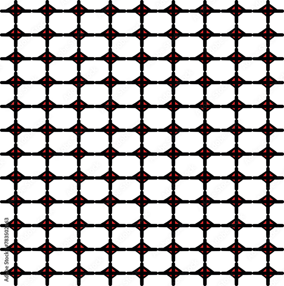 The tile or grid consists of thick borders with red additional inserts. The tile or grid consists of thick borders with red additional inserts.