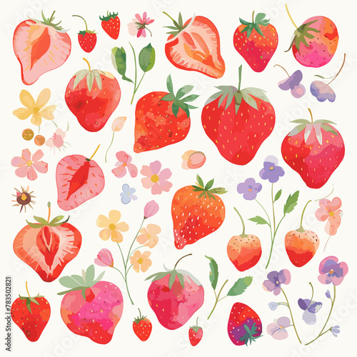 seamless pattern with strawberries