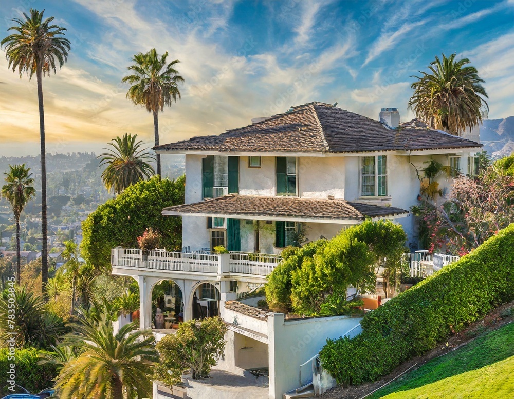 luxury home, palm trees, luxury, architecture, blue sky, real estate, property, mountain view, landscaping