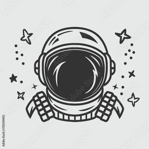 retro astronaut head outlined vector design