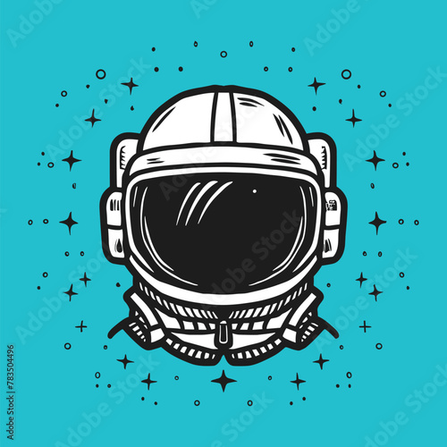 retro astronaut head vector template