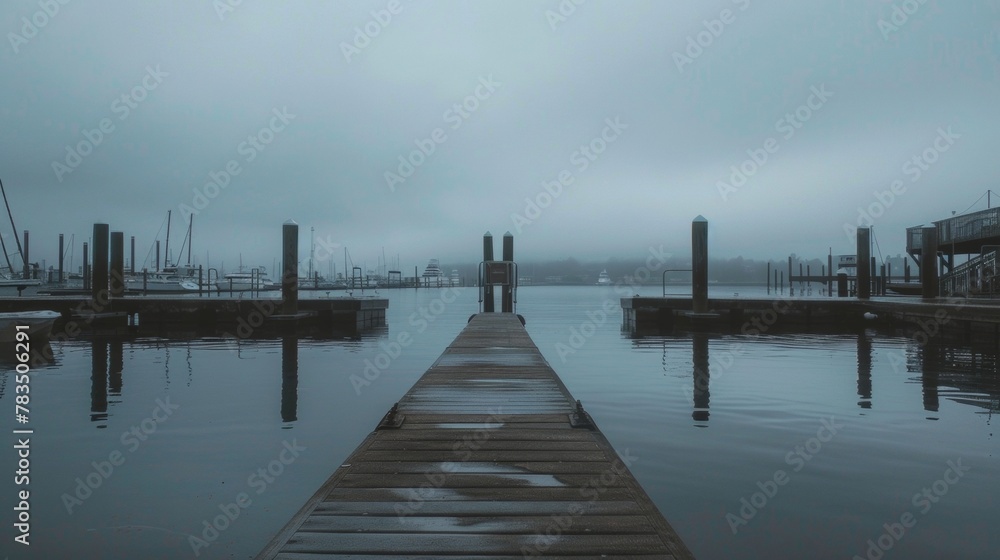 Naklejka premium Minimal blank mockup of Marina Dock Numbering on a cloudy day .