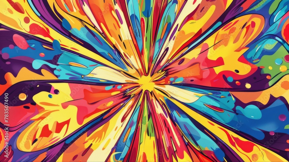 A kaleidoscope of colors and patterns in this dynamic Retro Pop Art Explosion background