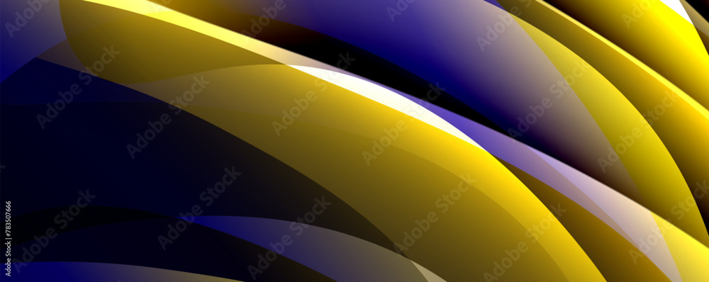 Naklejka premium Macro photography of a vibrant yellow and blue swirl on a blue background