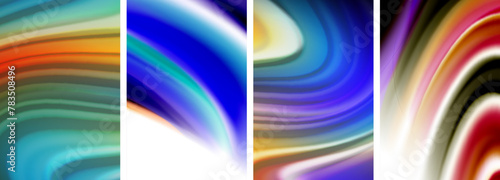 a set of four colorful swirls on a white background