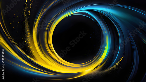 Glowing Yellow Black Hole on Dark Background, Radiant Yellow Celestial Phenomenon, Luminous Yellow Galactic Abyss, Vibrant Yellow Cosmic Event(Generative AI)