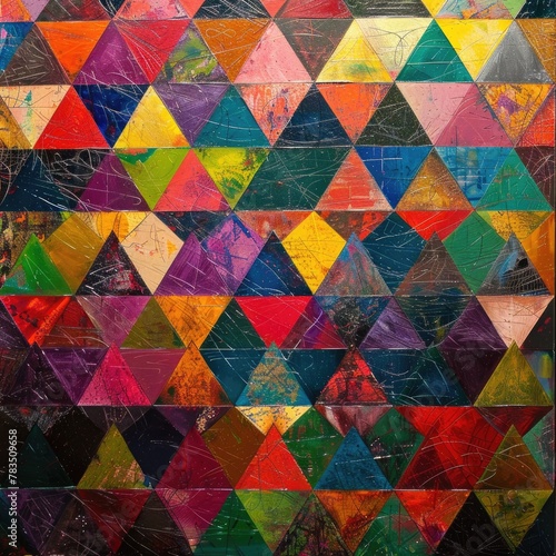 Mosaic of vividly colored triangles