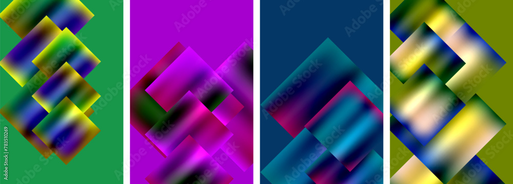 a collage of four different colored backgrounds with a geometric pattern a collage of four different colored backgrounds with a geometric pattern