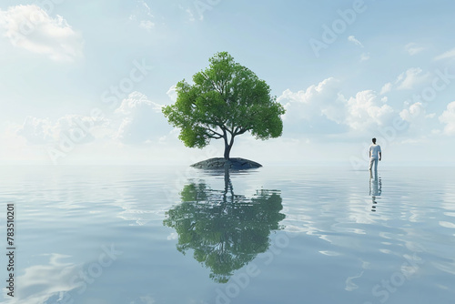 Tree immersed in tranquil waters