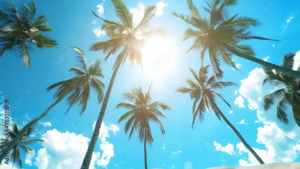 Summer beach background palm trees Summer beach background palm trees