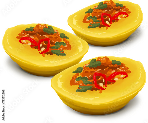 Bilde på lerret Food Illustration Clipart Malay Food called Kuih Cara Berlauk Transparent Backgr