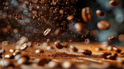 Coffee falls on the board. Filmed on a high-speed camera at 1000 fps. High quality FullHD footage
