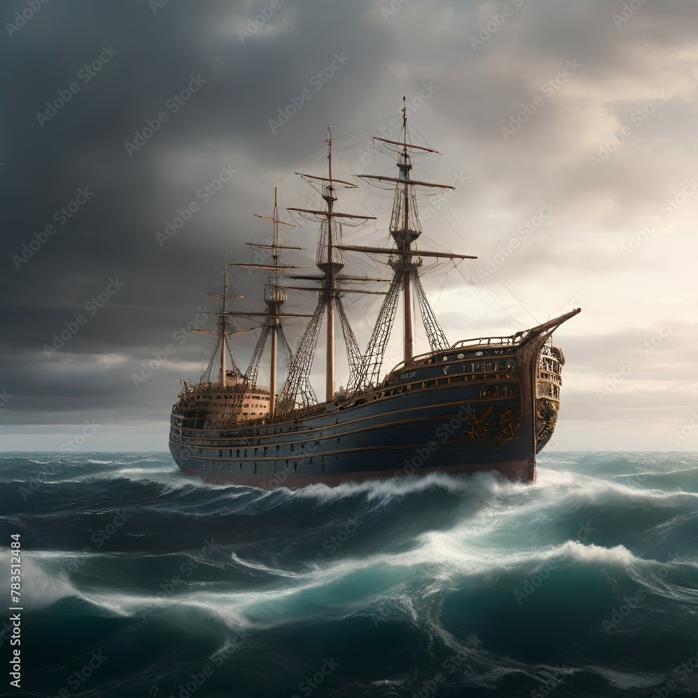 Obraz premium old ship in the sea