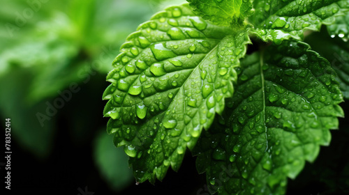 mint leaves in the garden.