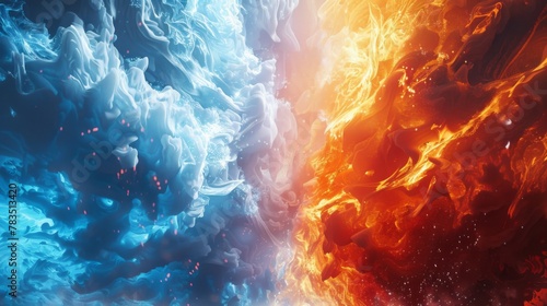 Fire and Ice concept design. Illustration.