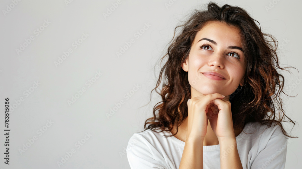 A happy woman contemplating a joyful thought A happy woman contemplating a joyful thought