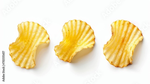 Ridged potato chips isolated on white background with clipping path, collection