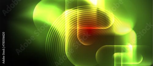 Vivid green and amber swirl on dark background, resembling a glowing organism