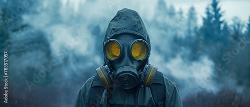 while under a chemical attack, a gas mask