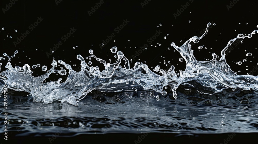 Super Slow Motion Shot of Water Side Splash Isolated on Black Background at 1000fps. Super Slow Motion Shot of Water Side Splash Isolated on Black Background at 1000fps.
