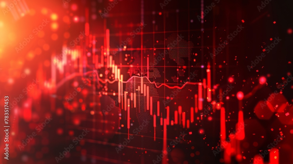 The red crashing market volatility of crypto trading with technical graph and indicator, red candlesticks going down without resistance, market fear and downtrend. Cryptocurrency background concept. The red crashing market volatility of crypto trading with technical graph and indicator, red candlesticks going down without resistance, market fear and downtrend. Cryptocurrency background concept.