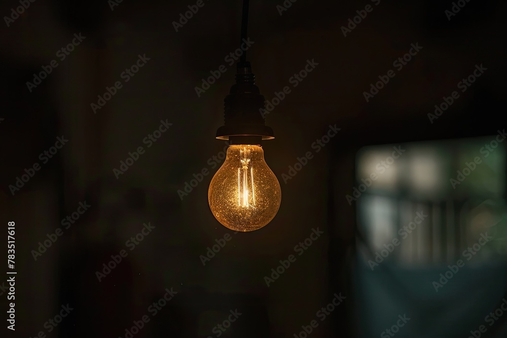 Single light bulb hanging in darkness Single light bulb hanging in darkness