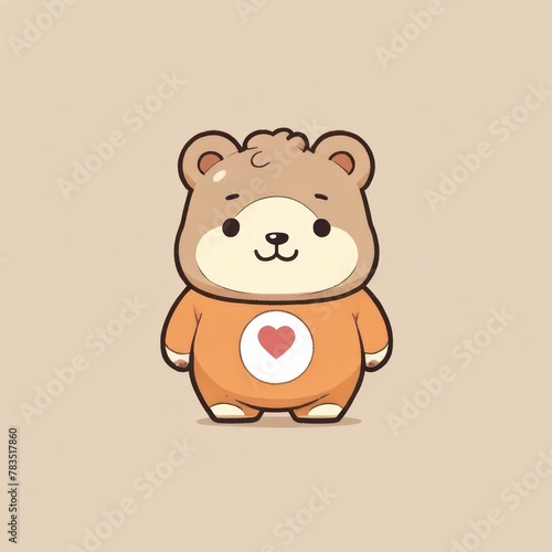 Brown Teddy Bear with Heart Illustration