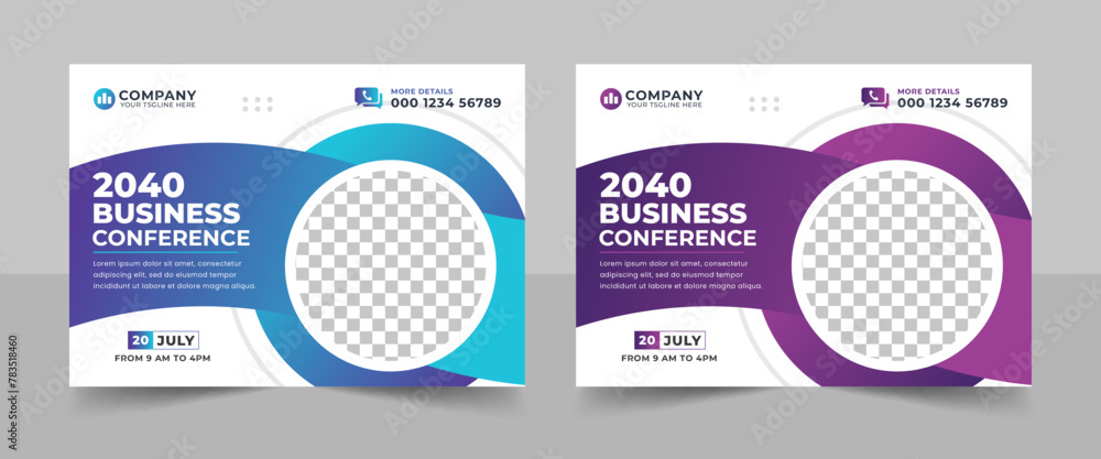 Creative technology conference webinar flyer template and business event banner invitation layout design. Technology conference social media banner layout, live webinar banner Creative technology conference webinar flyer template and business event banner invitation layout design. Technology conference social media banner layout, live webinar banner
