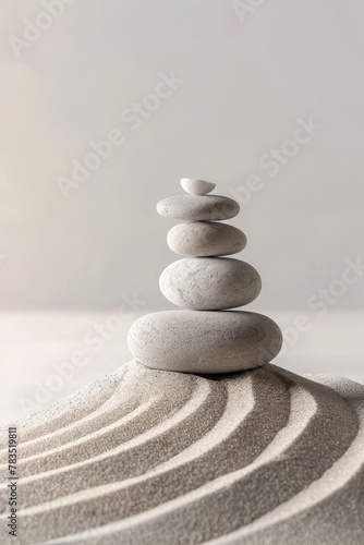 a Balanced stones on a bed of sand © Media Srock