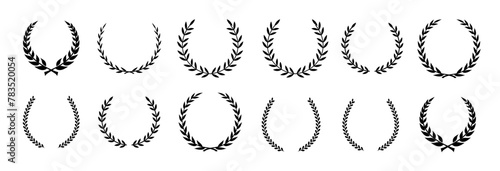 Laurel wreath silhouette vector collection.