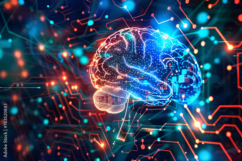 A modern, futuristic circuit board-inspired background featuring a brain-shaped pattern symbolizing data flow A modern, futuristic circuit board-inspired background featuring a brain-shaped pattern symbolizing data flow