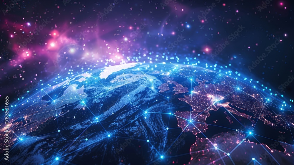 Global Connectivity: A 3D vector illustration of a globe with digital network lines connecting Global Connectivity: A 3D vector illustration of a globe with digital network lines connecting