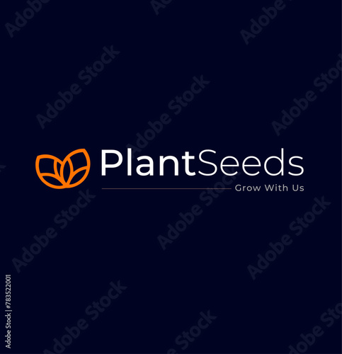 Plant seed logo design with presenting Seeds icon - Editable Format
