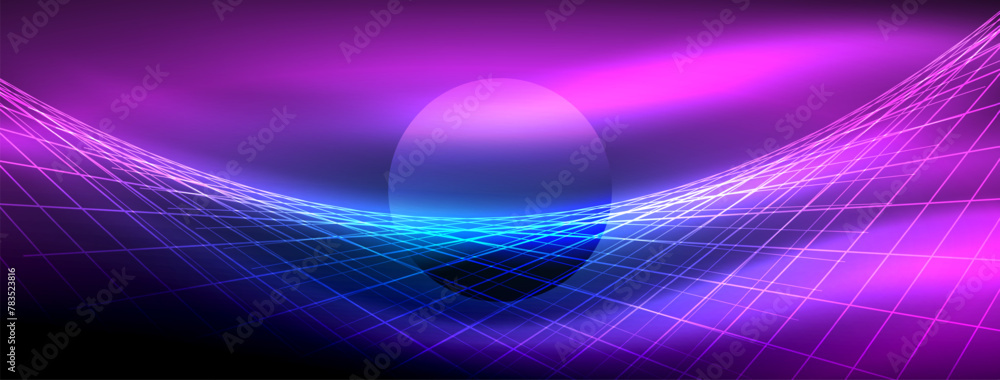 Violet sphere in Electric blue background, symbolizing technology in the sky Violet sphere in Electric blue background, symbolizing technology in the sky