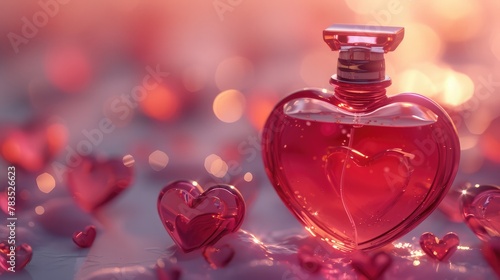 Romantic Scent Bottle on Glittery Surface 