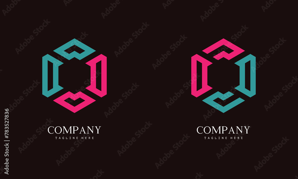 Set of hexagon-shaped monogram logo with the initial letter D. Suitable for various businesses. Set of hexagon-shaped monogram logo with the initial letter D. Suitable for various businesses.