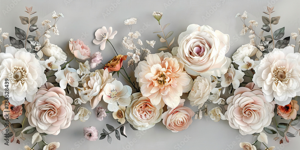 Flower border, flowery framed empty space floral design pattern edge borders, Wedding invitation style, petals buds flowers, generated ai Flower border, flowery framed empty space floral design pattern edge borders, Wedding invitation style, petals buds flowers, generated ai