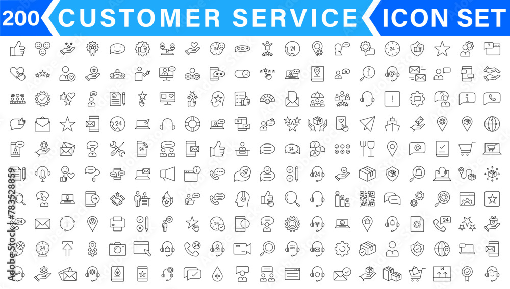 Customer Service and Support - Outline Icon Collection. Thin Line Set ...