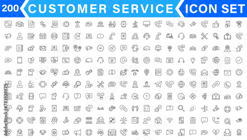 Customer service and support line icons collection. Big UI icon set in a flat design. Thin outline icons pack. Vector illustration