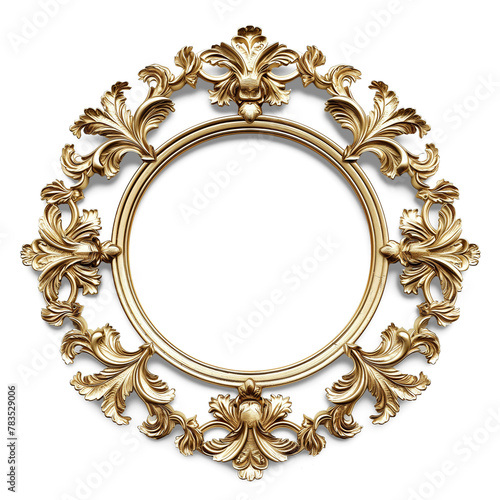 antique gold frame isolated on white background.