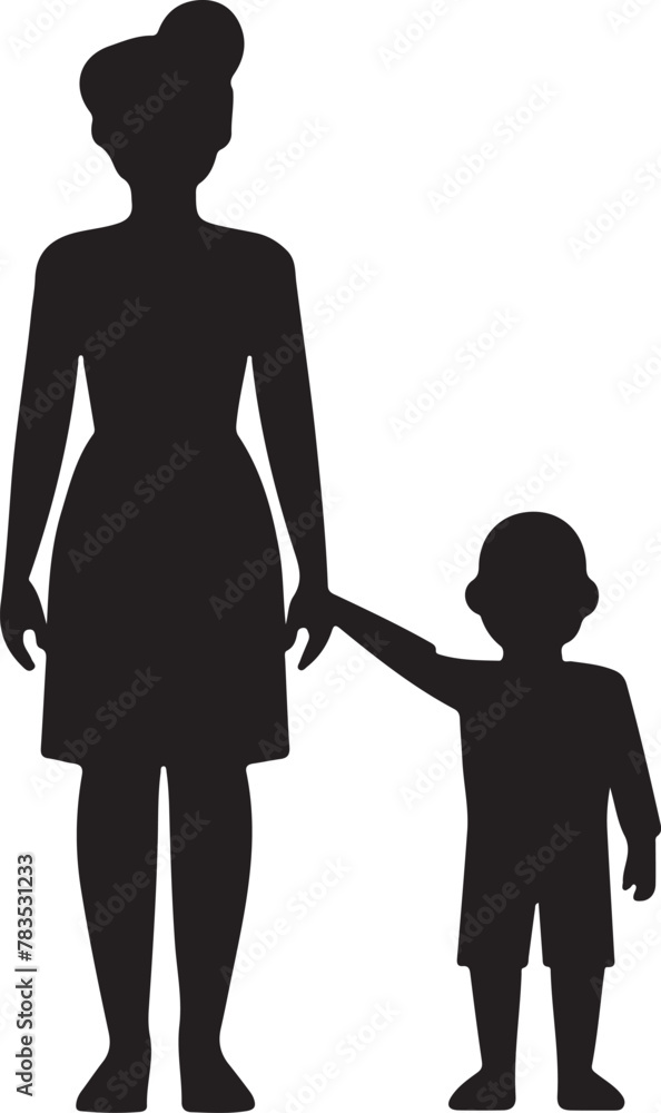 Flat design mother and son silhouette