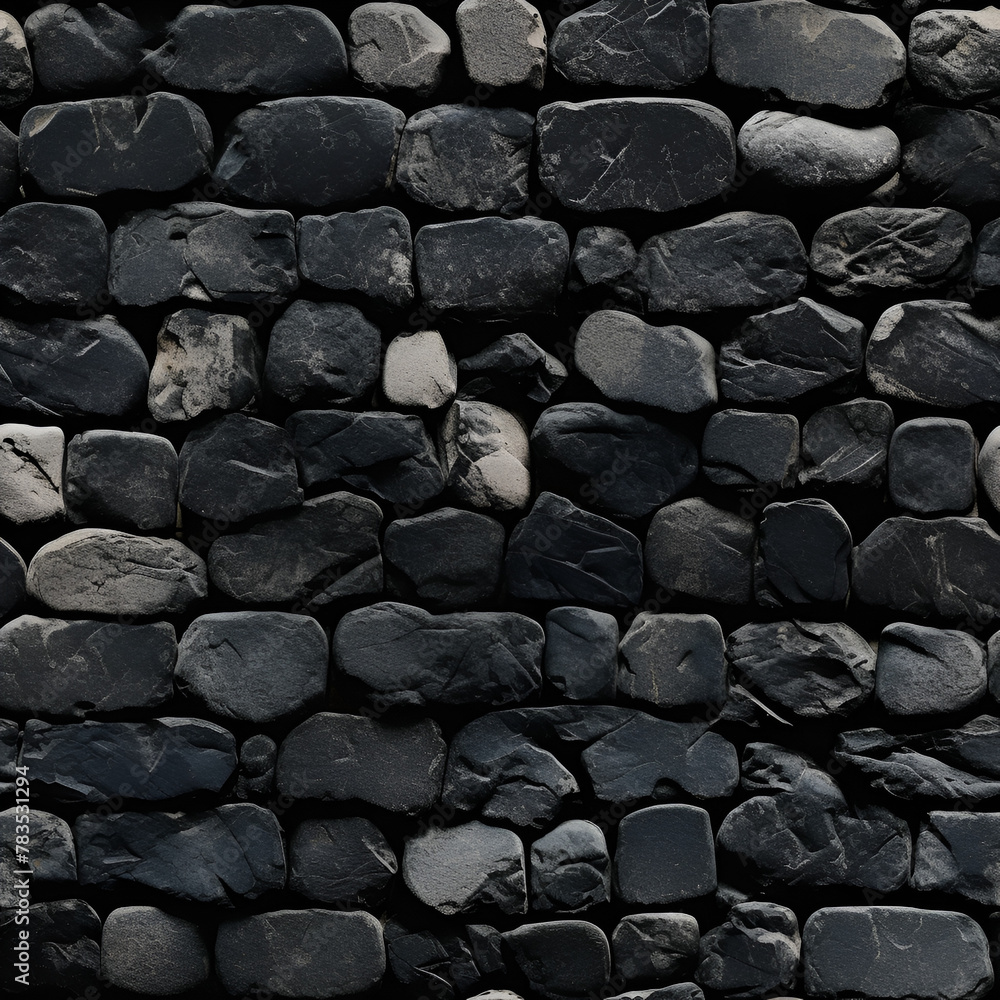 Noir Tumbled Cobble Limestone Stone Wall