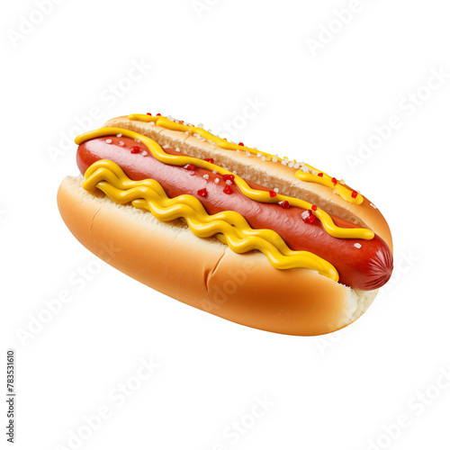 Hot dog with ketchup and mustard  on Transparent Background. Ai generated 