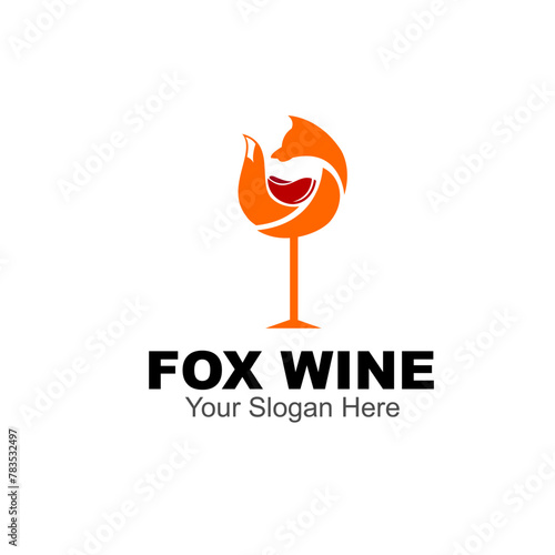 fox wine logo design concept stock vector