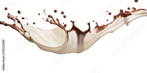 Mix of chocolate and milk splashes isolated on white background