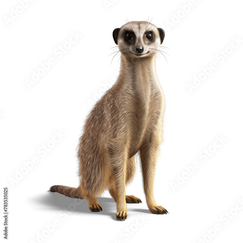 meerkat looking up isolated on white