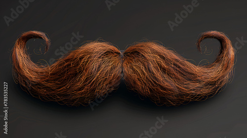 Isolated Curly Moustache on a transparent background, generative Ai photo