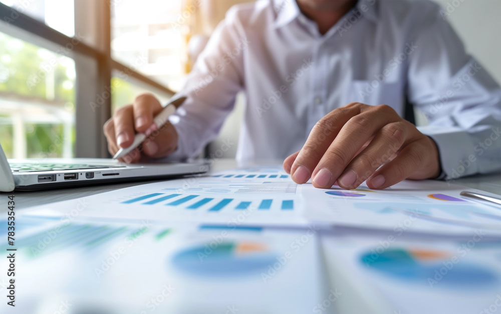 Graphical Business Report with Financial Data and Analysis - financial review, business metrics. Graphical Business Report with Financial Data and Analysis - financial review, business metrics.