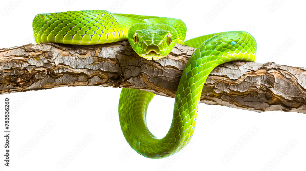 Fototapeta premium green snake on a branch , generative ai